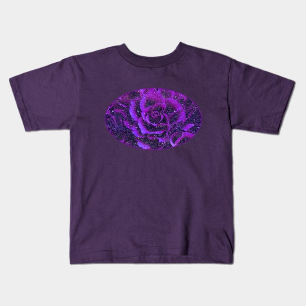 Romantic roses pattern purple flowers with retro glitter design great flowers Kids T-Shirt by designsbyxarah